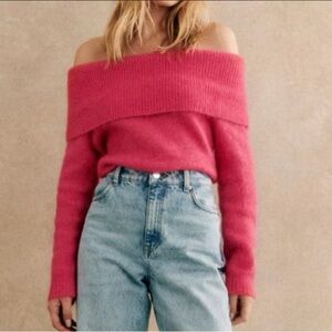 Off-Shoulder Pink Sweater